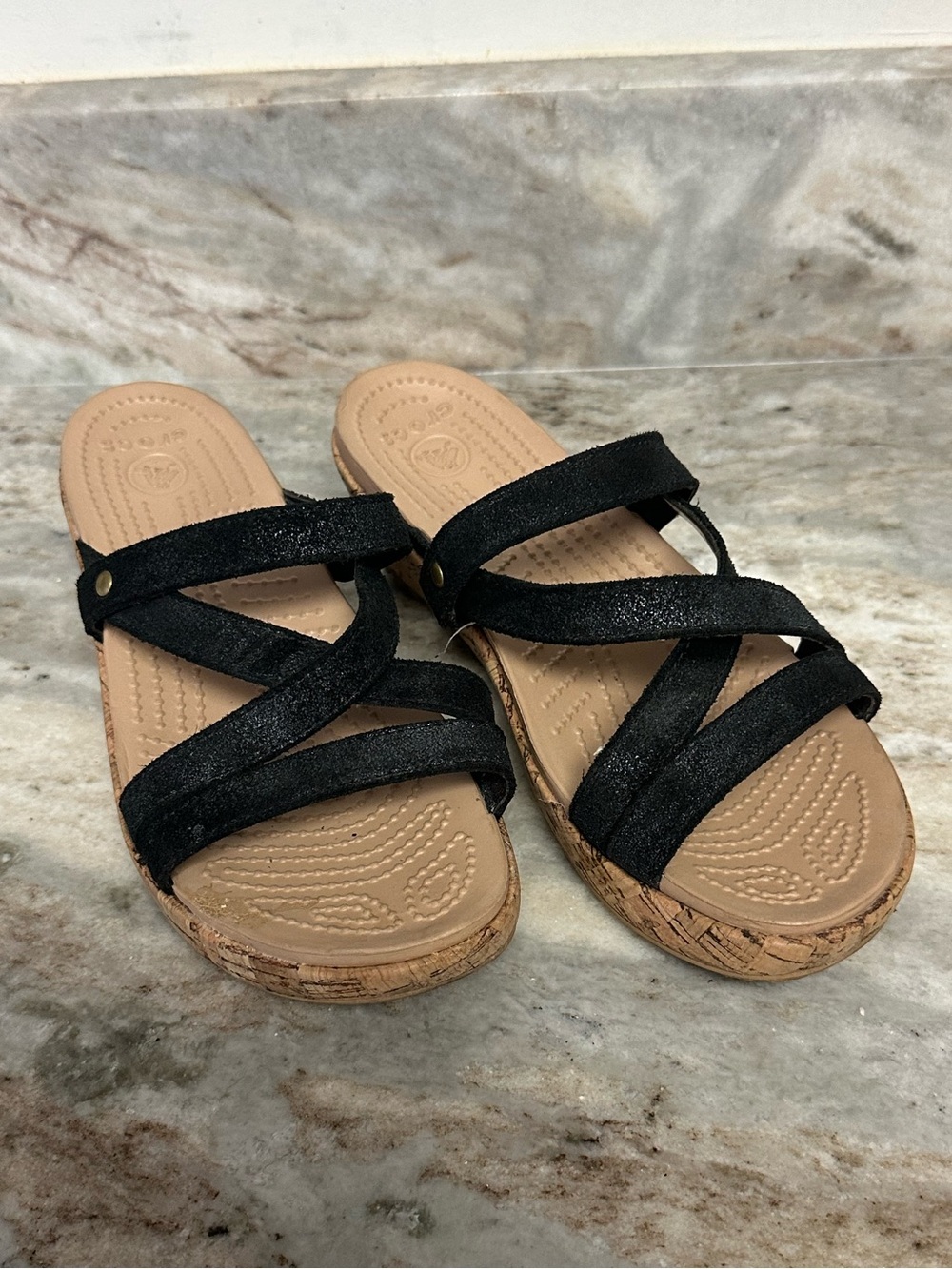 Crocs A-Leigh Strappy Cork Wedge Sandal - Picture 4 of 8